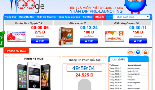 Thiết kế web Biên Hòa-Đấu giá