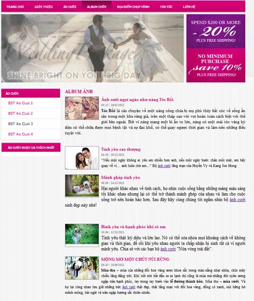 Thiết kế web Biên Hòa - Dịch vụ cưới hỏi